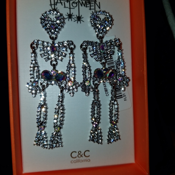 *Last Day to buy* Skeleton rhinestone earrings - Picture 2 of 4